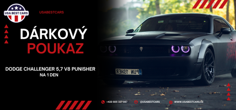 DÁRKOVÝ POUKAZ DODGE CHALLENGER 5,7 V8 PUNISHER NA 1 DEN